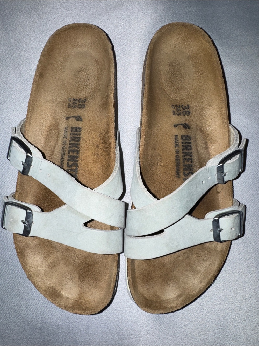 Birkenstock Women’s silver Crisscross Dual-Buckle Sandals